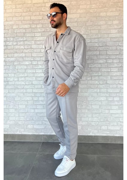 Erkek Çift Cepli Interlok Gömlek Pantolon İkili Takım