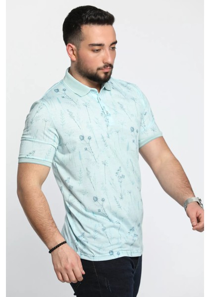 Yarım Düğmeli Polo Yaka Dijital Baskılı Erkek Tişört modelleri