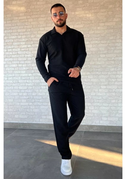 Erkek Polo Yaka Keten Sweat Pantolon İkili Takım fiyatları