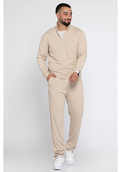 Erkek Yarım Fermuarlı Dik Yaka Sweat Pantolon İkili Takım