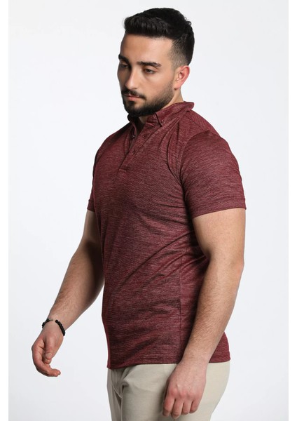 Polo Yaka Duble Kol Kendinden Desenli Erkek Tişört modelleri