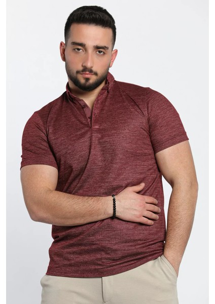 Polo Yaka Duble Kol Kendinden Desenli Erkek Tişört fırsatları