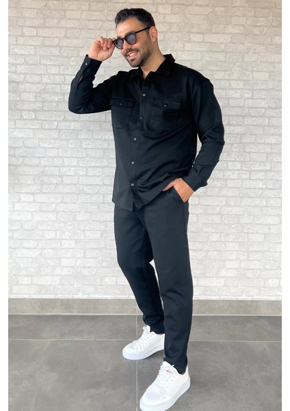 Erkek Çift Cepli Interlok Gömlek Pantolon İkili Takım