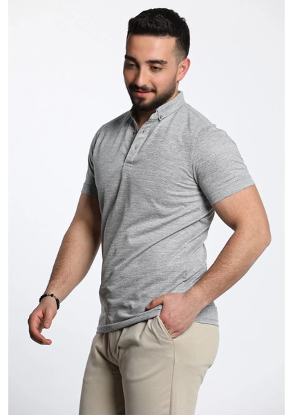 Polo Yaka Duble Kol Kendinden Desenli Erkek Tişört fiyatları