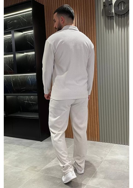 Erkek Polo Yaka Keten Sweat Pantolon İkili Takım modelleri