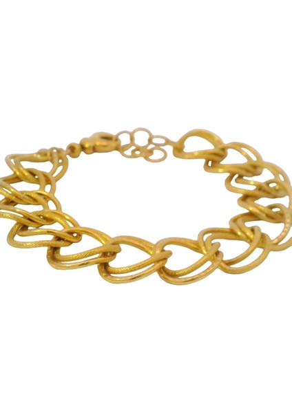 Ikili Halkalı Tasarım Samanyolu Model Sarı Altın Bileklik