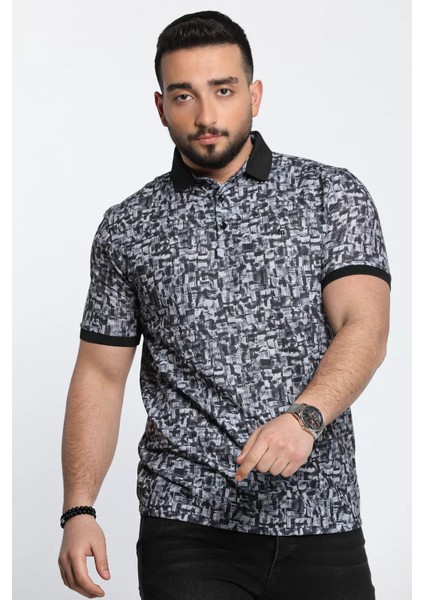 Yarım Düğmeli Polo Yaka Desenli Erkek Likralı Tişört modelleri
