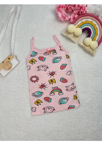 Minykids Renkli Çilek Desenli Atlet