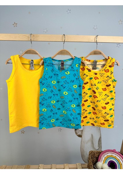 Minykids Hayvan Desenli 3'lü Atlet Set