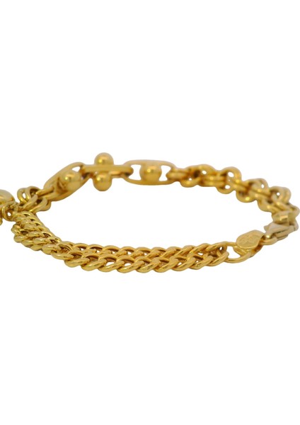 Farklı Zincirlerden Tasarım Sallantılı Yıldız ve Kalp Detaylı Sarı Altın Bileklik fırsatları