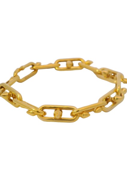 Farklı Tasarım Ataş Model Araları Ok Detaylı Sarı Altın Bileklik