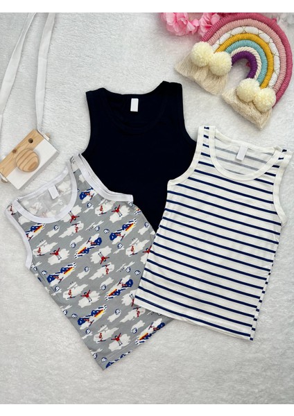 Minykids Karışık Desenli 3'lü Atlet Set