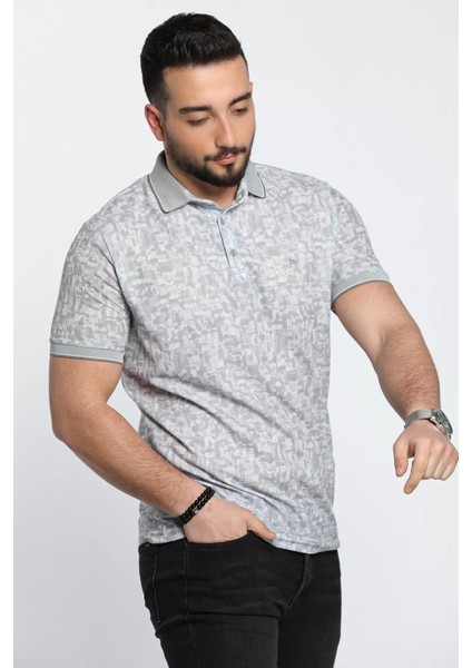 Yarım Düğmeli Polo Yaka Desenli Erkek Likralı Tişört modelleri
