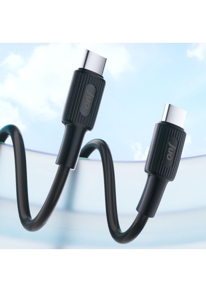 60W USB Type-C To Type-C Silikon Hızlı Şarj ve Data Kablosu Siyah 1 Metre