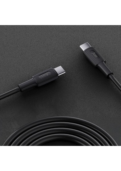 60W USB Type-C To Type-C Silikon Hızlı Şarj ve Data Kablosu Siyah 1 Metre