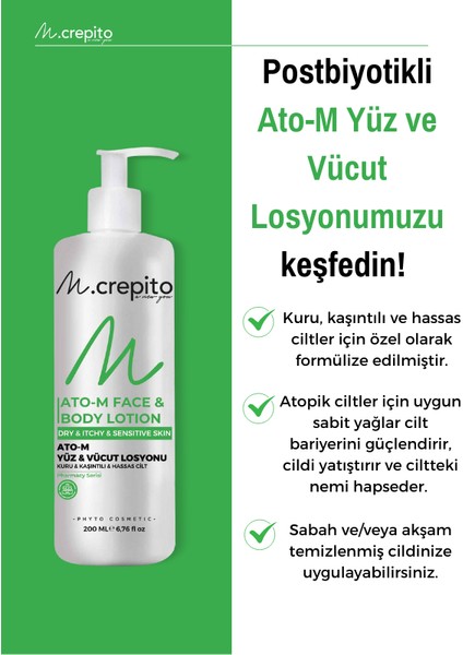 Prebiyotik & Postbiyotikli Ato-M Yüz & Vücut Losyonu 200 Ml-Kaşıntılı ve Hassas Ciltler Için