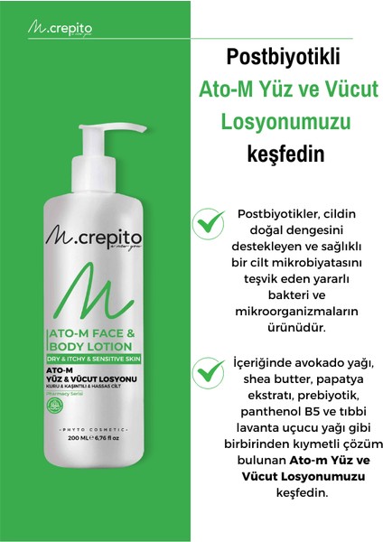 Prebiyotik & Postbiyotikli Ato-M Yüz & Vücut Losyonu 200 Ml-Kaşıntılı ve Hassas Ciltler Için