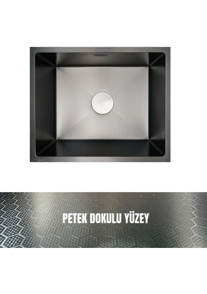50X40 Antrasit Petek Dokulu Çelik Mutfak Eviyesi 304 Paslanmaz Çelik 1mm