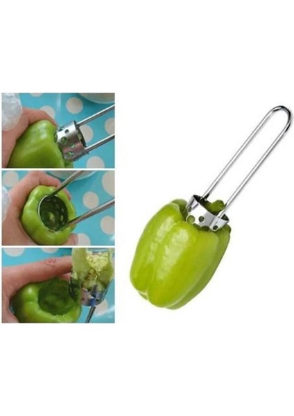 16X4 cm Çelik Dolmalık Biber Kabak Oyucu Patlıcan Dolması Oyacağı Sebze Çekirdek Çıkarıcı Oyacak indirimleri