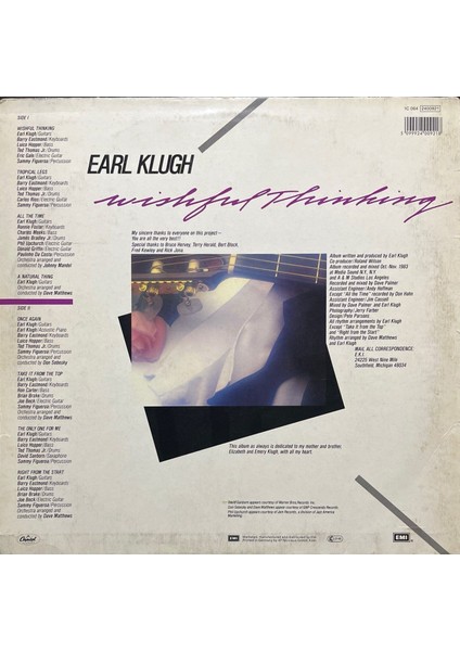 Earl Klugh – Wishful Thinking Lp Plak