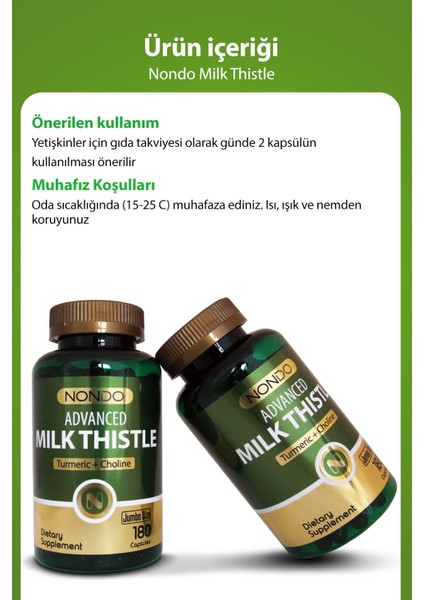 Milk Thistle 180 Kapsül Jumbo Size ( Deve Dikeni, Enginar, Slibin, Kolin, Zerdeçal, Magnezyum)