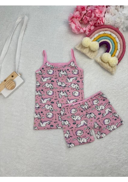 Minykids Kedi Desenli Atlet Boxer Takım