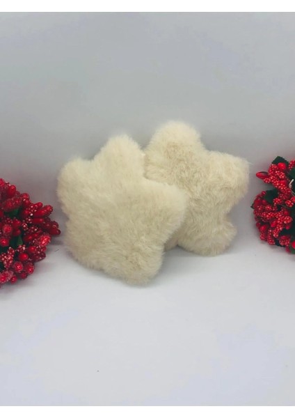 Ekru Peluş Yıldız Çıtçıtlı Saç Tokası 2'li fiyatları