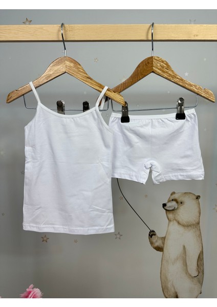 Minykids Beyaz Kız Çocuk Atlet Boxer Takım