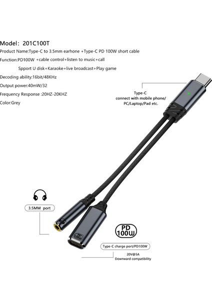 Type C To 2in1 3.5mm & Type-C Çevirici Dönüştürücü Kulaklık ve Hızlı Şarj indirimleri