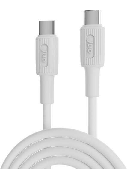 60W USB Type-C To Type-C Silikon Hızlı Şarj ve Data Kablosu Beyaz 2 Metre
