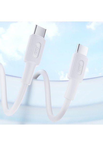 60W USB Type-C To Type-C Silikon Hızlı Şarj ve Data Kablosu Beyaz 2 Metre
