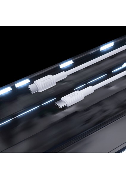60W USB Type-C To Type-C Silikon Hızlı Şarj ve Data Kablosu Beyaz 2 Metre