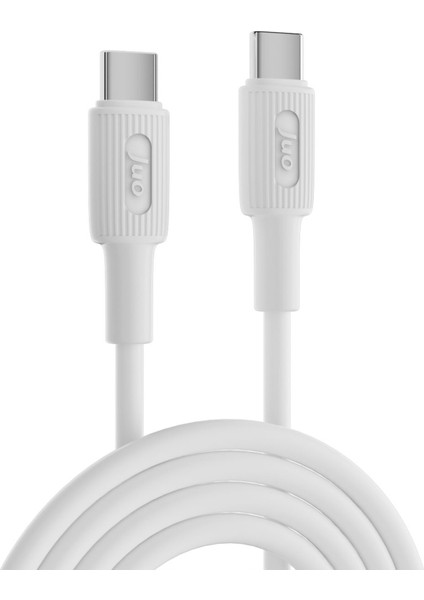 60W USB Type-C To Type-C Silikon Hızlı Şarj ve Data Kablosu Beyaz 2 Metre