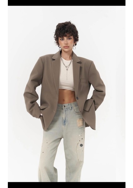 Allbucks Mai, Emma Dikiş Detay Haki Blazer Ceket ABMAİ0012