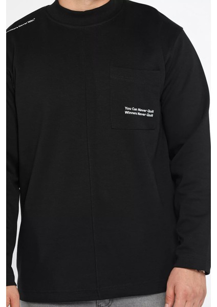 Yazı Baskılı Cepli Double Face Erkek Sweatshirt fırsatları