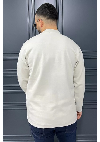Yazı Baskılı Cepli Double Face Erkek Sweatshirt modelleri