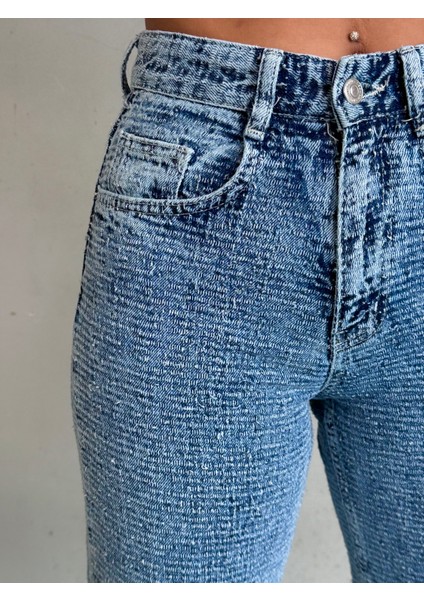 Kadın Punch Tasarım Wide Leg Jean Pantolon modelleri