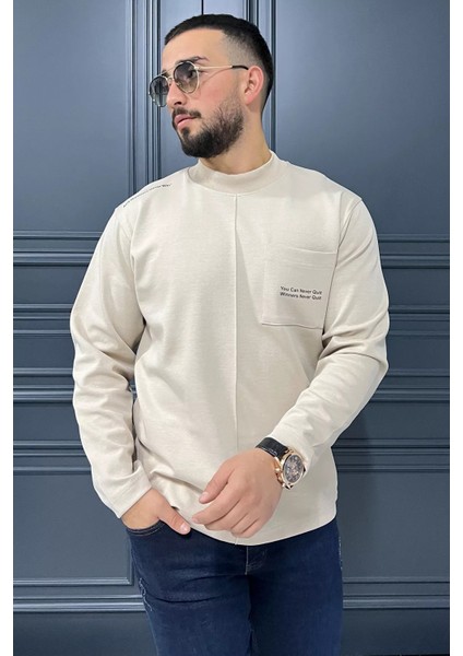 Yazı Baskılı Cepli Double Face Erkek Sweatshirt fiyatları
