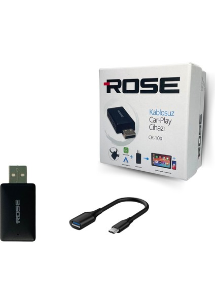 Mini Kablosuz Carplay USB ve Type-C Uyumlu Araç Multimedya Adaptörü