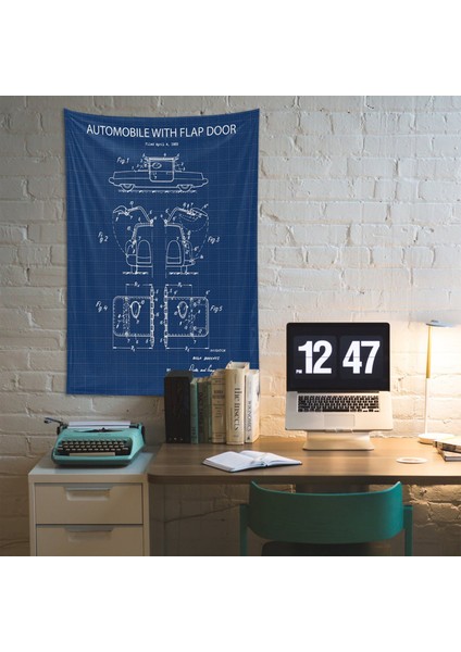 Gullwing Blueprint Duvar Örtüsü - 100 cm x 135 cm