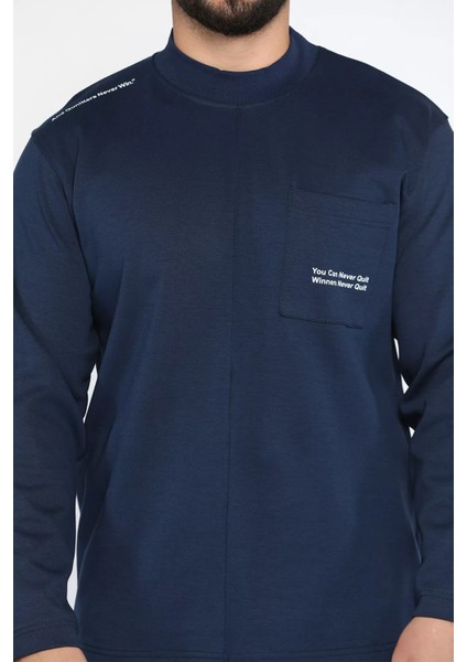 Yazı Baskılı Cepli Double Face Erkek Sweatshirt fırsatları