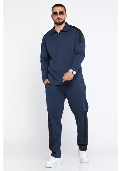Erkek Double Face Gömlek Yaka Sweat Pantolon İkili Takım