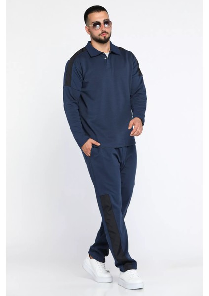 Erkek Double Face Gömlek Yaka Sweat Pantolon İkili Takım