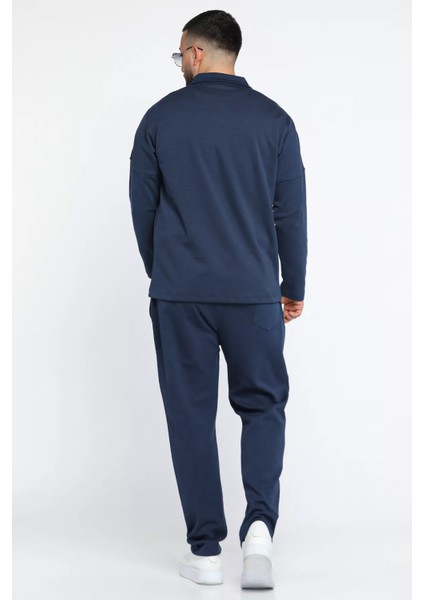 Erkek Double Face Gömlek Yaka Sweat Pantolon İkili Takım
