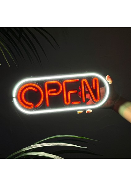 Open (Açık) Yazılı Dekoratif Neon LED Tabela - 31 cm (En) x 22 cm (Boy) - 4