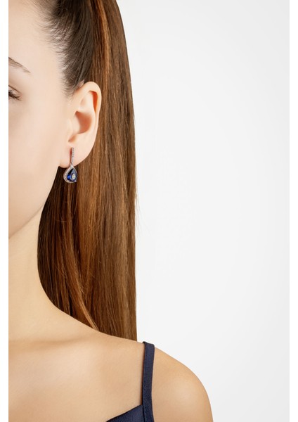 Safir Düş 18 Ayar Beyaz Altın Kaplama Gümüş Küpe fiyatları