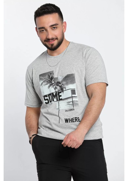 Calıfornıa Baskılı Bisiklet Yaka Erkek Tişört