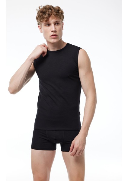 Erkek Siyah 3 Lü Paket Sıfır Yaka Iz Yapmayan Modal Kolsuz Atlet 007 3M007 modelleri