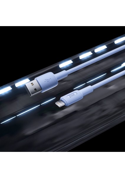 12W 2.4A Usb-A To Lightning iPhone iPad Silikon Hızlı Şarj ve Data Kablosu Mavi 1 Metre