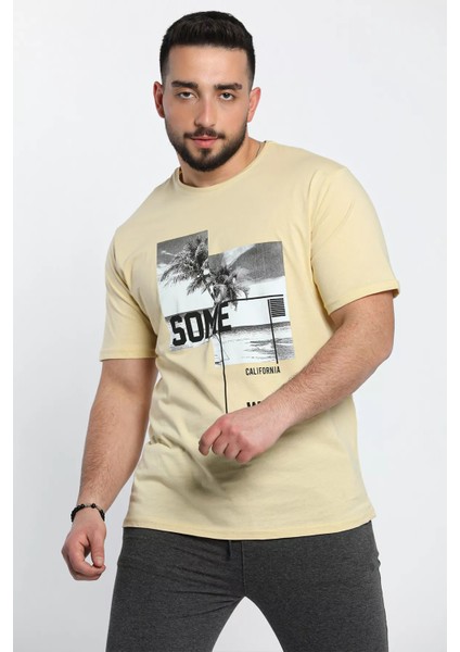 Calıfornıa Baskılı Bisiklet Yaka Erkek Tişört fırsatları